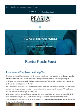 Plumber Frenchs Forest