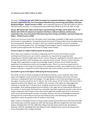 IoT Market worth $650.5 billion by 2026
