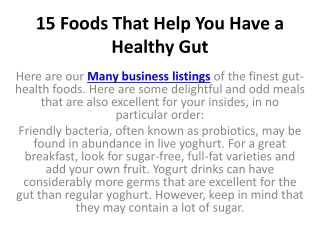 15 Foods That Help You Have a Healthy Gut