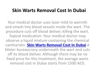 Skin Warts Removal Cost In Dubai