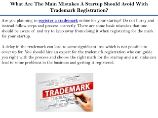 What Are The Main Mistakes A Startup Should Avoid With Trademark Registration