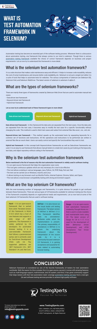 What is Test Automation Framework in Selenium?