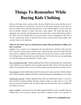 Things To Remember While Buying Kids Clothing