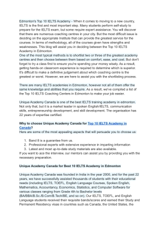 Best 10 academy for IELTS in edmonton