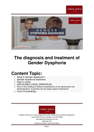 The diagnosis and treatment of Gender Dysphoria