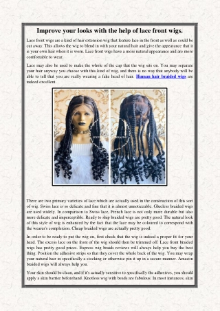 Improve your looks with the help of lace front wigs