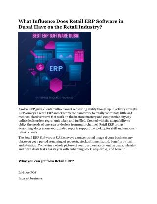 What Influence Does Retail ERP Software in Dubai Have on the Retail Industry