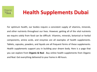 Health Supplements Dubai