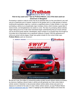 How to buy used cars_ Tips by Pratham Motors, one of the best used-car showroom in Bangalore