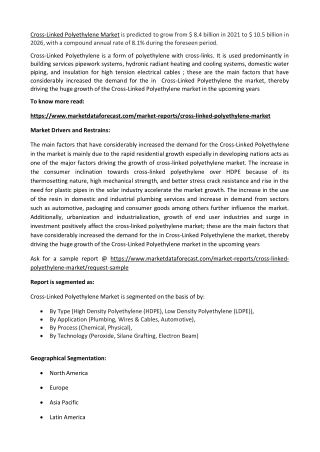 Cross-Linked Polyethylene market