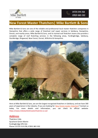 New Forest Master Thatchers