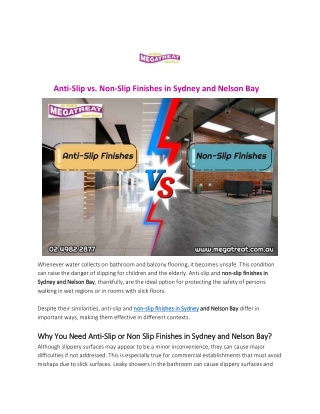Anti-Slip vs Non-Slip Finishes in Sydney and Nelson Bay