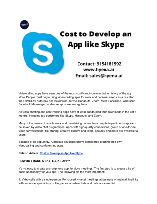 Cost to Develop an App like Skype