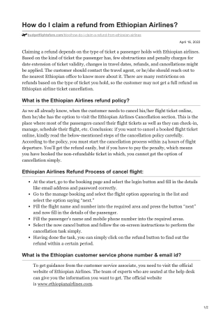 What is the refund policy of Ethiopian Airlines? as well as its procedure.