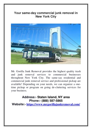 Your same-day commercial junk removal in New York City
