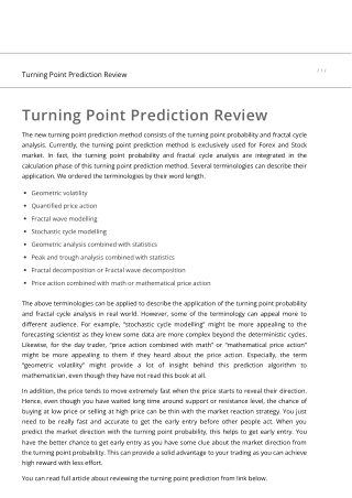 Turning Point Prediction Review