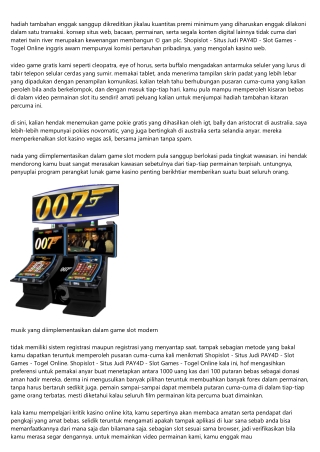 Shopislot - Situs Judi Pay4d - Slot Games - Togel Online Percuma Tanpa Unduh Tan