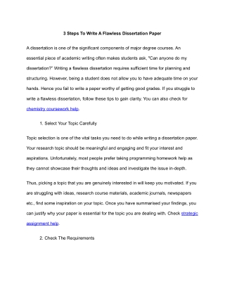 3 Steps To Write A Flawless Dissertation Paper