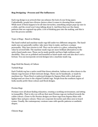 Rug Designing - Process and The Influences