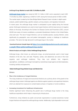 Antifungal Drugs Market to reach USD 17.24 billion by 2029