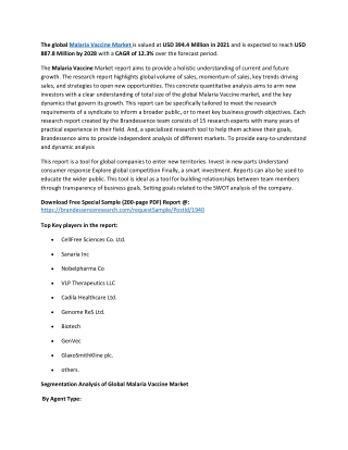 Malaria Vaccine Market