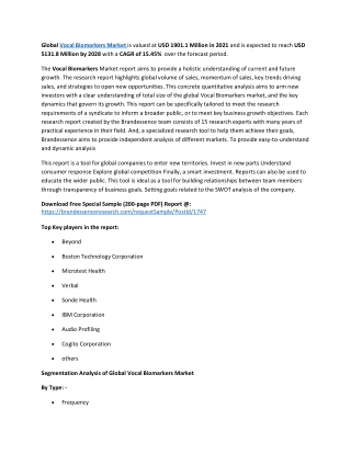 Vocal Biomarkers Market