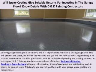 Will Epoxy Coating Give Suitable Returns For Investing In The Garage Floor? Know