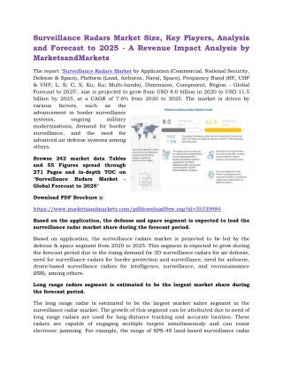 Surveillance Radars Market Size, Key Players, Analysis and Forecast to 2025