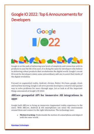 Google IO 2022 Top 6 Announcements for Developers