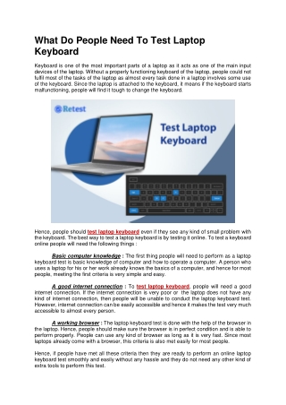 What Do People Need To Test Laptop Keyboard