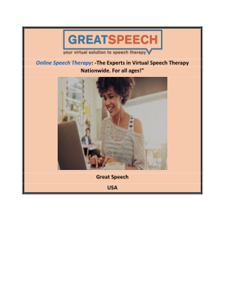 Online Speech Therapy | Greatspeech.com