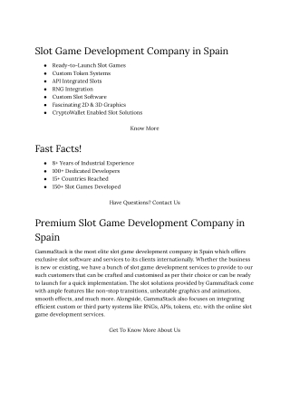 Slot Game Development Company in Spain | GammaStack