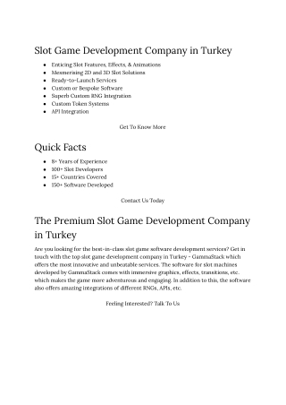 Slot Game Development Company in Turkey