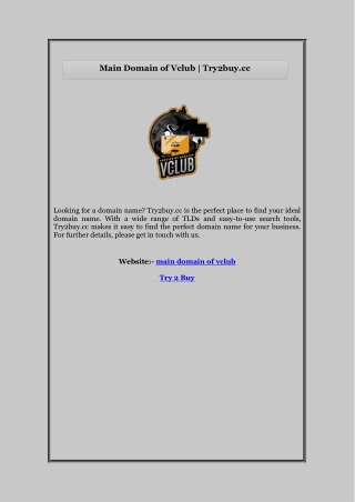 Main Domain of Vclub | Try2buy.cc