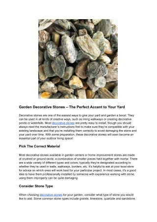Garden Decorative Stones – The Perfect Accent to Your Yard