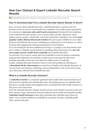 How Can I Extract & Export LinkedIn Recruiter Search Results