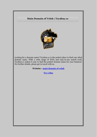 Main Domain of Vclub | Try2buy.cc