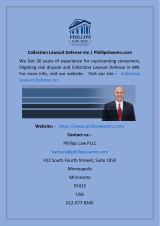 Collection Lawsuit Defense mn  Phillipslawmn
