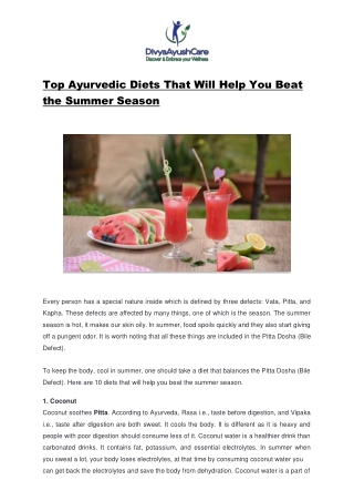 Top Ayurvedic Diets That Will Help You Beat the Summer Season