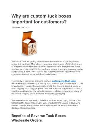 Why are custom tuck boxes important for customers_