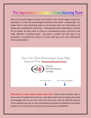 The Importance of having a China Sourcing Team