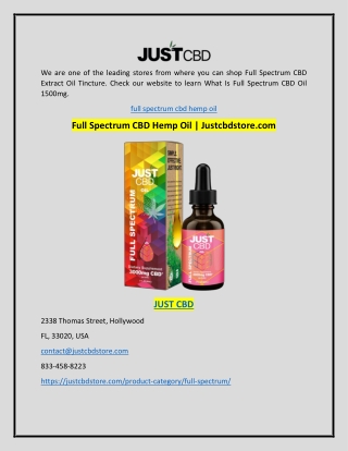 Full Spectrum CBD Hemp Oil | Justcbdstore.com