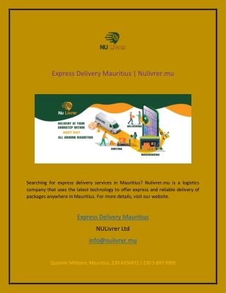 Express Delivery Mauritius  Nulivrer.mu