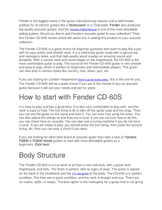 Fender CD-60S Review Beginners Choice