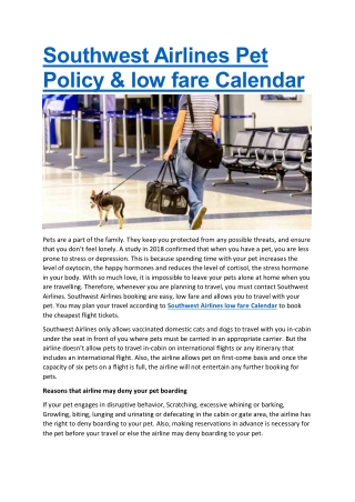 Traveling with pets on southwest airlines