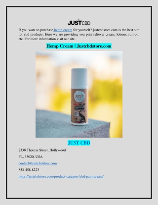 Hemp Cream | Justcbdstore.com