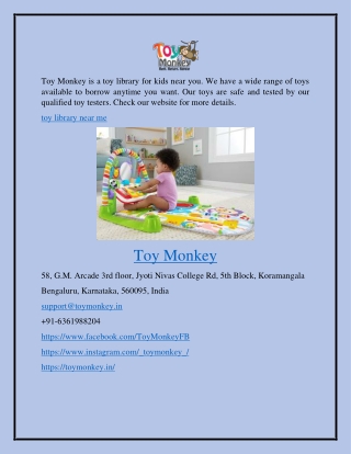 Toy Library Near Me Toymonkey.in