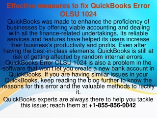 Effective measures to fix QuickBooks Error OLSU 1024