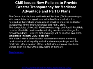 CMS Issues New Policies to Provide Greater Transparency for Medicare Advantage and Part D Plans