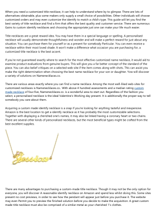 How to Get Hired in the personalized name necklace Industry